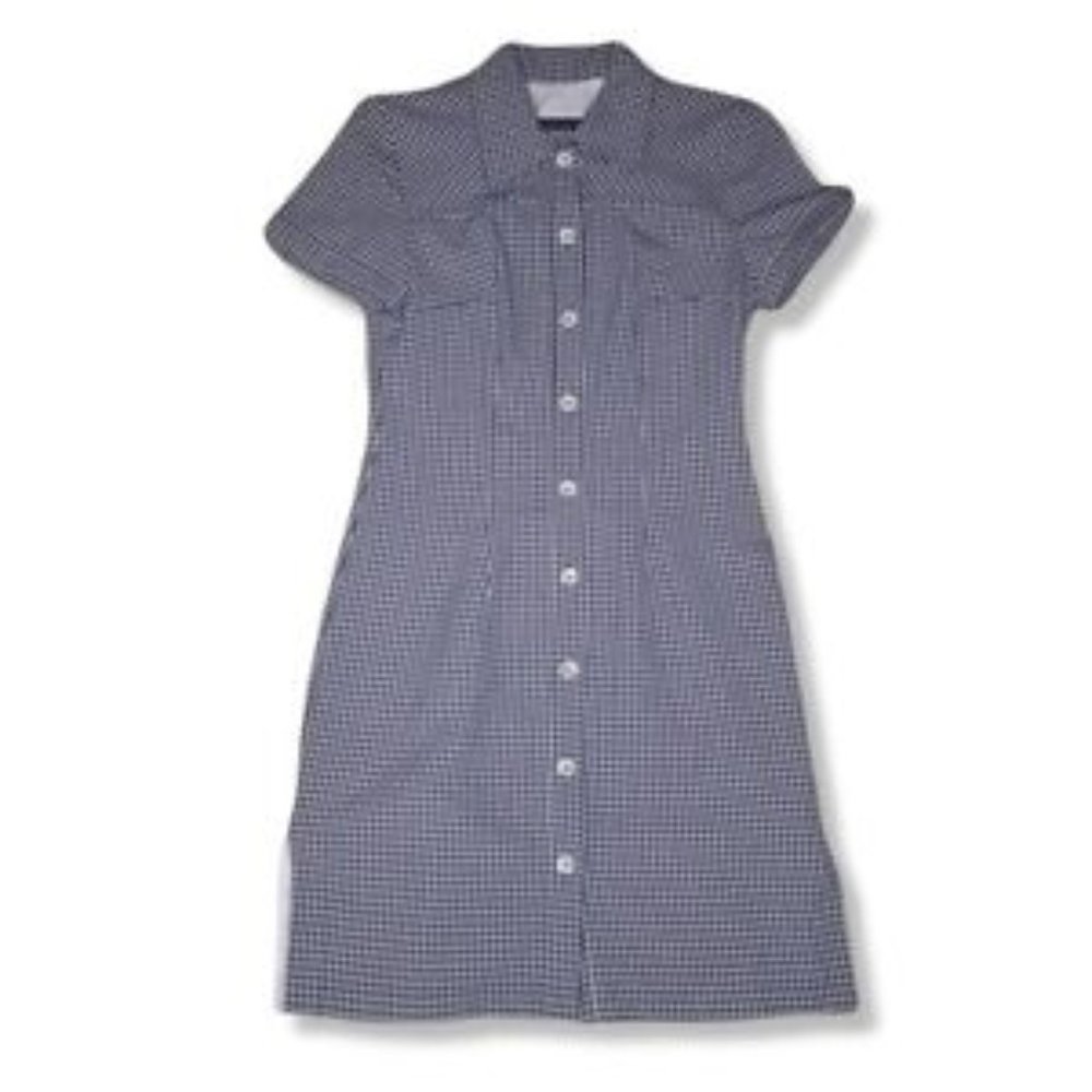 Vintage Brioche California Black White Gingham Checkered Button Up Dress 5/6